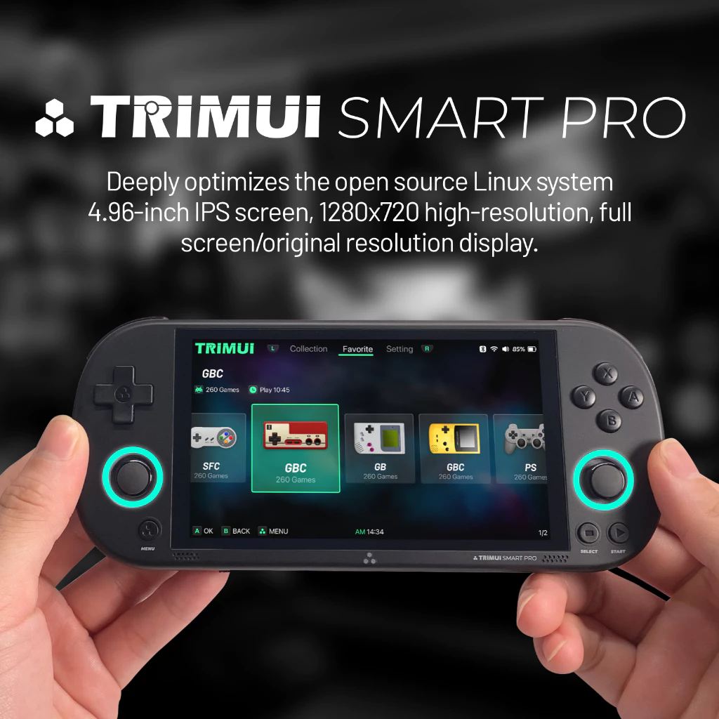 TRIMUI SMART PRO 4.96" IPS Screen Open Source Retro Handheld Game Console Arcade Linux System 5000mAh Battery